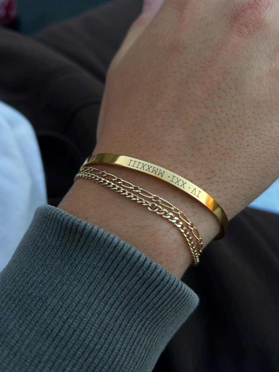 Gold Personalised Cuff Bracelet