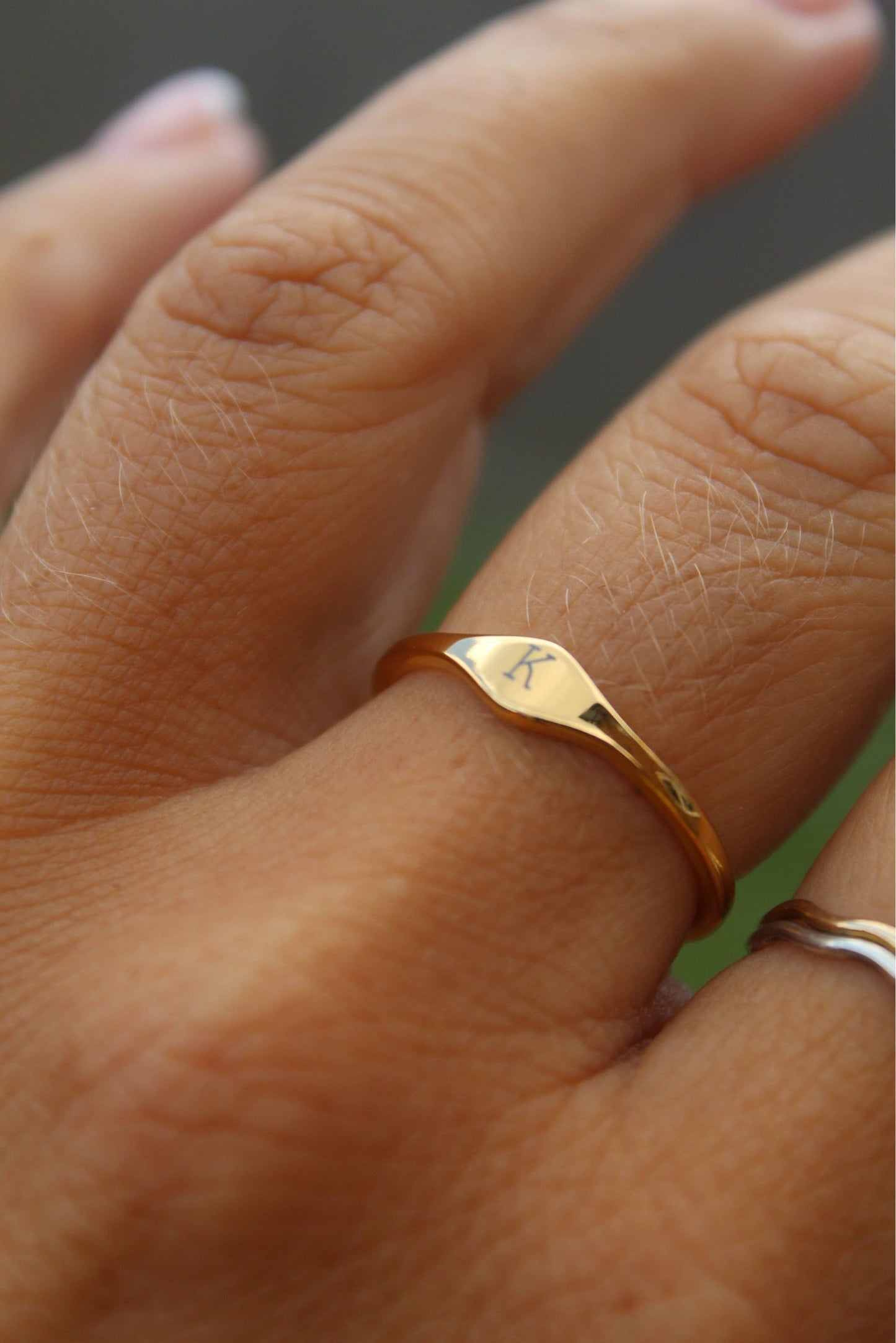 Gold Personalised Initial Signet Ring