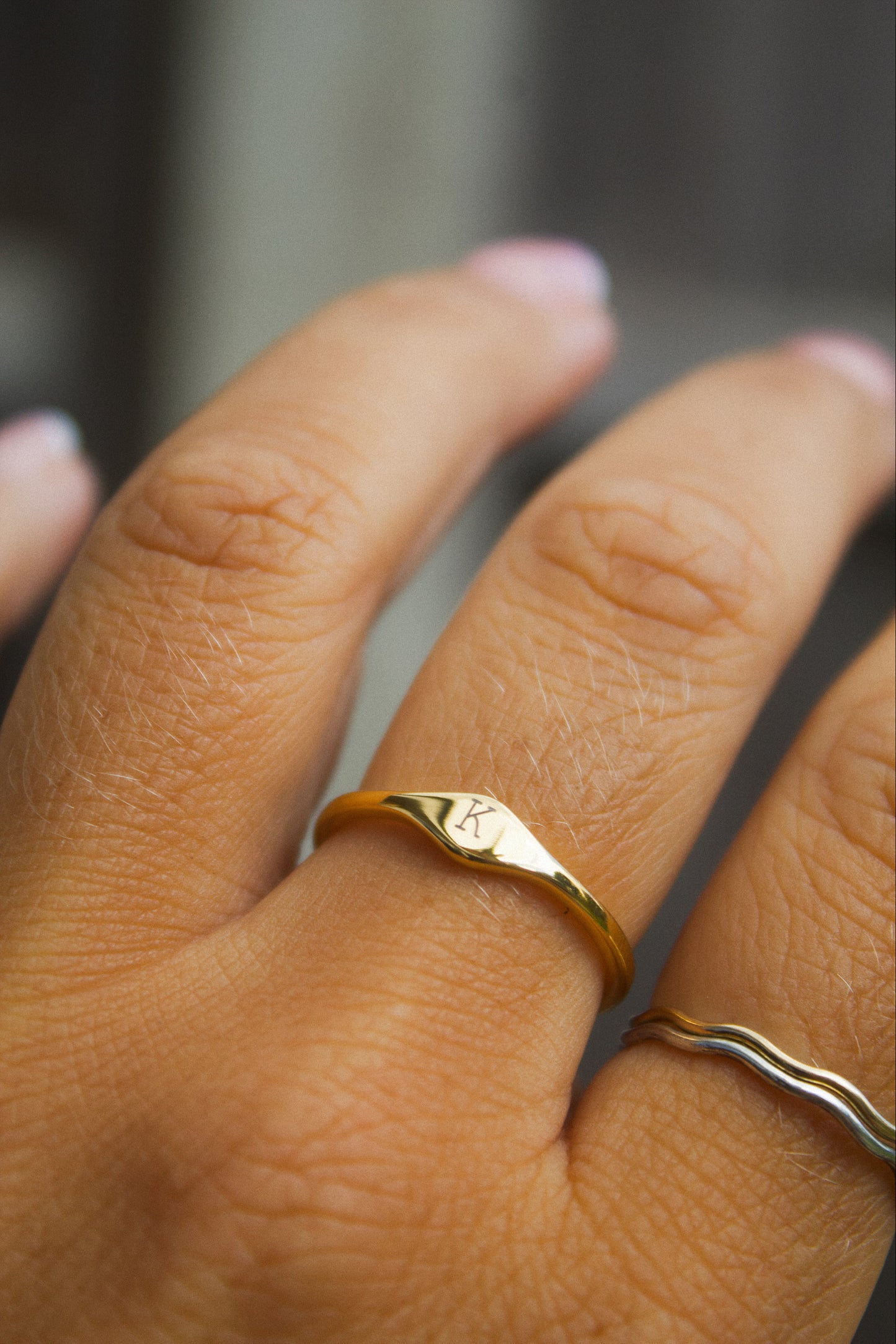 Gold Personalised Initial Signet Ring