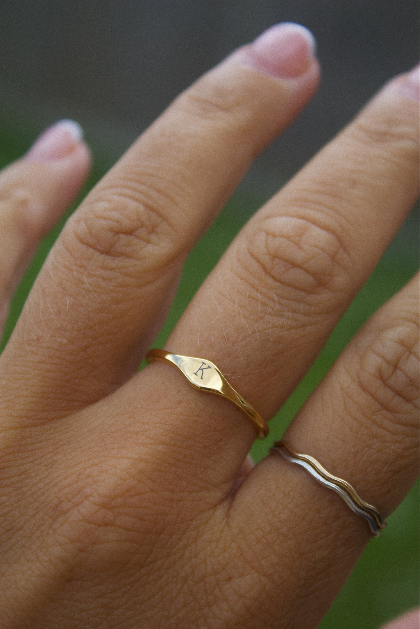 Gold Personalised Initial Signet Ring