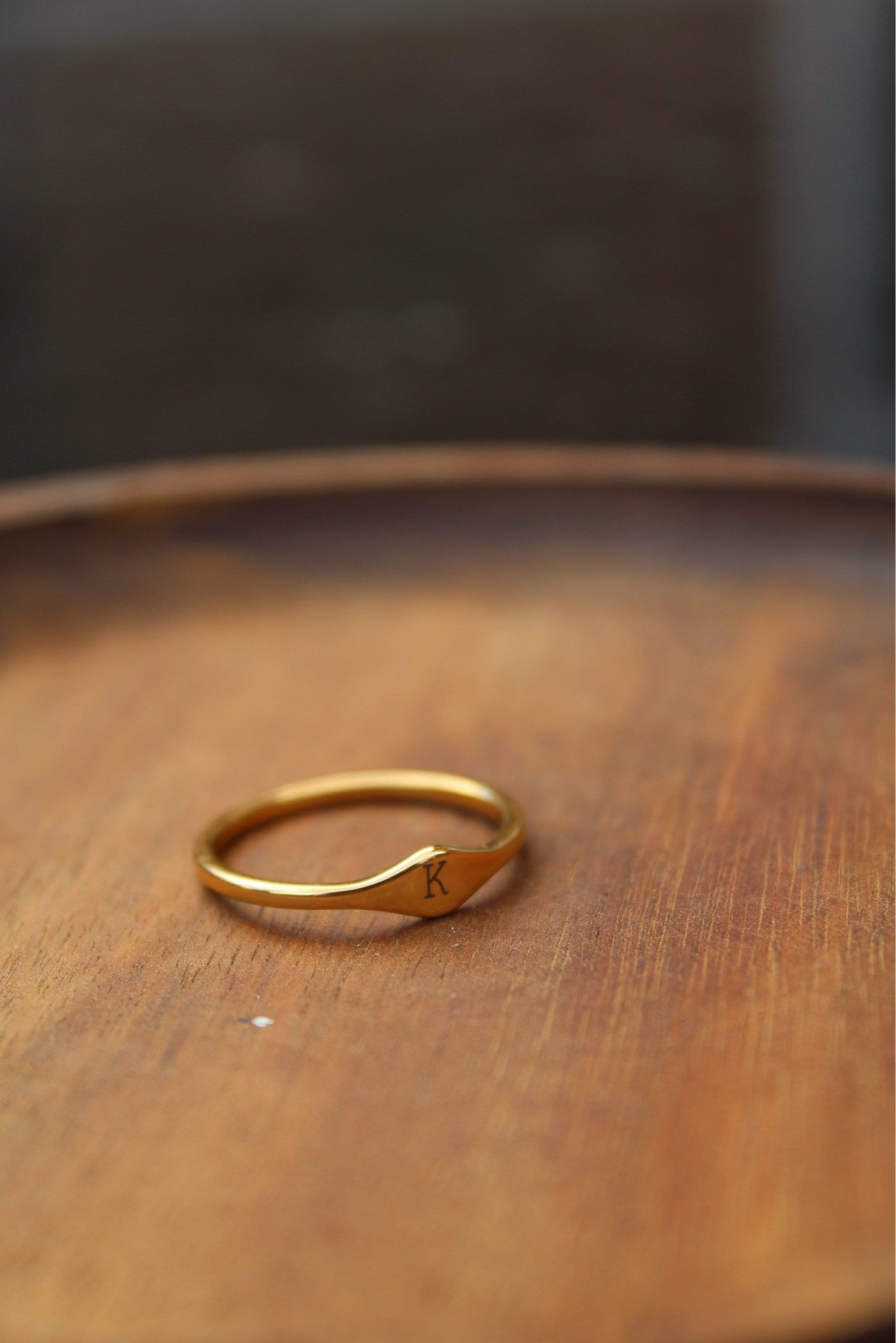 Gold Personalised Initial Signet Ring