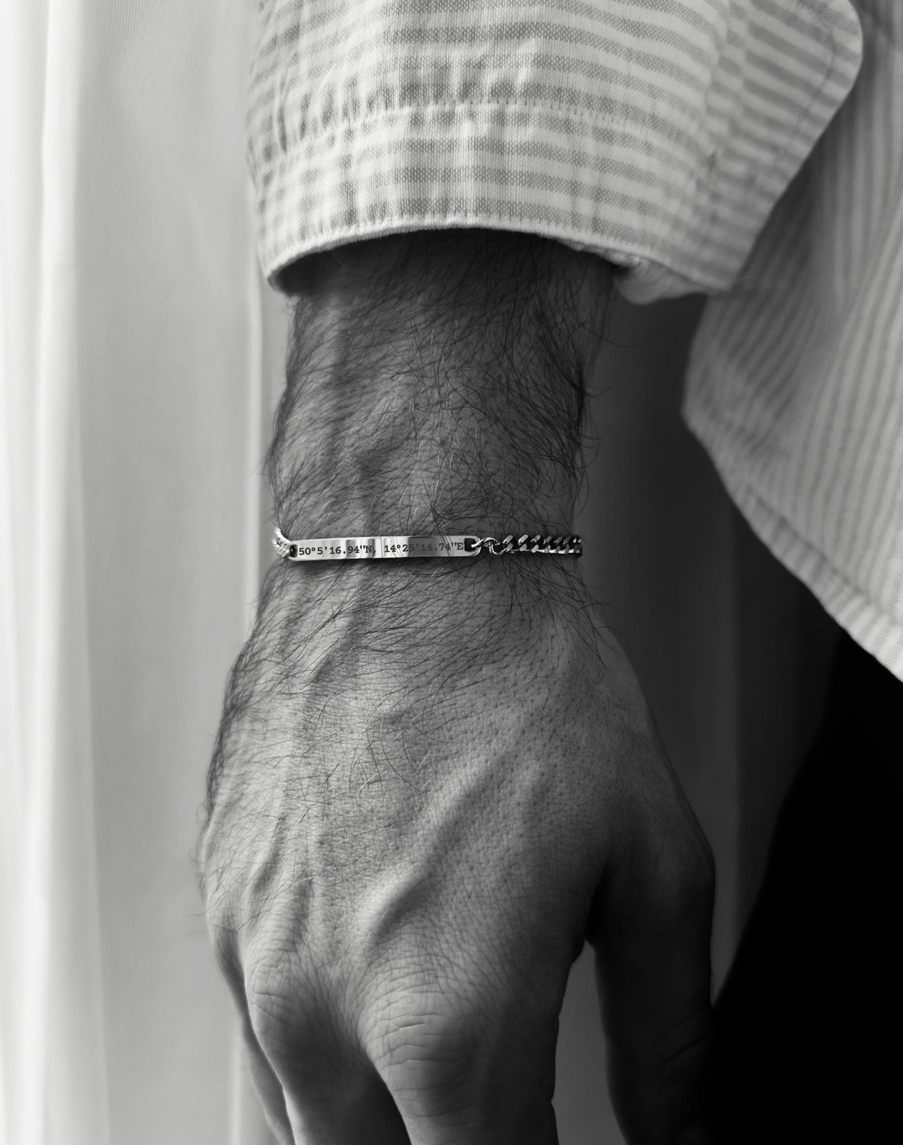 Mens Silver Personalised Chain Bracelet