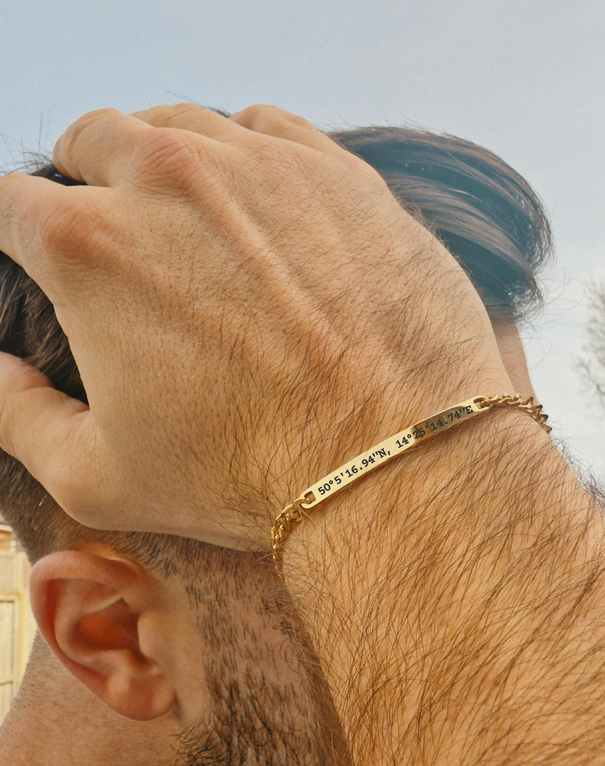 Mens Gold Personalised Chain Bracelet