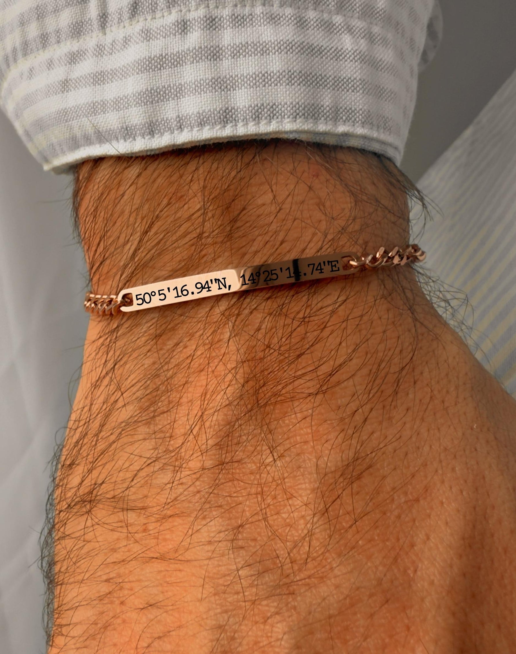 Mens Rose Gold Personalised Chain Bracelet